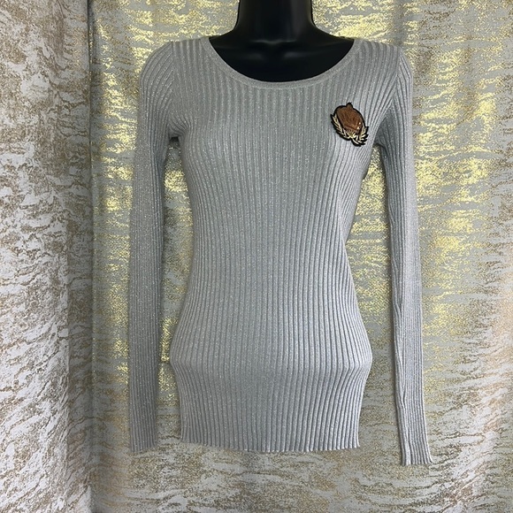 Luxestar Grey Womens Cable Knit Casual Pullover Sweater Size L/XL - Picture 2 of 13